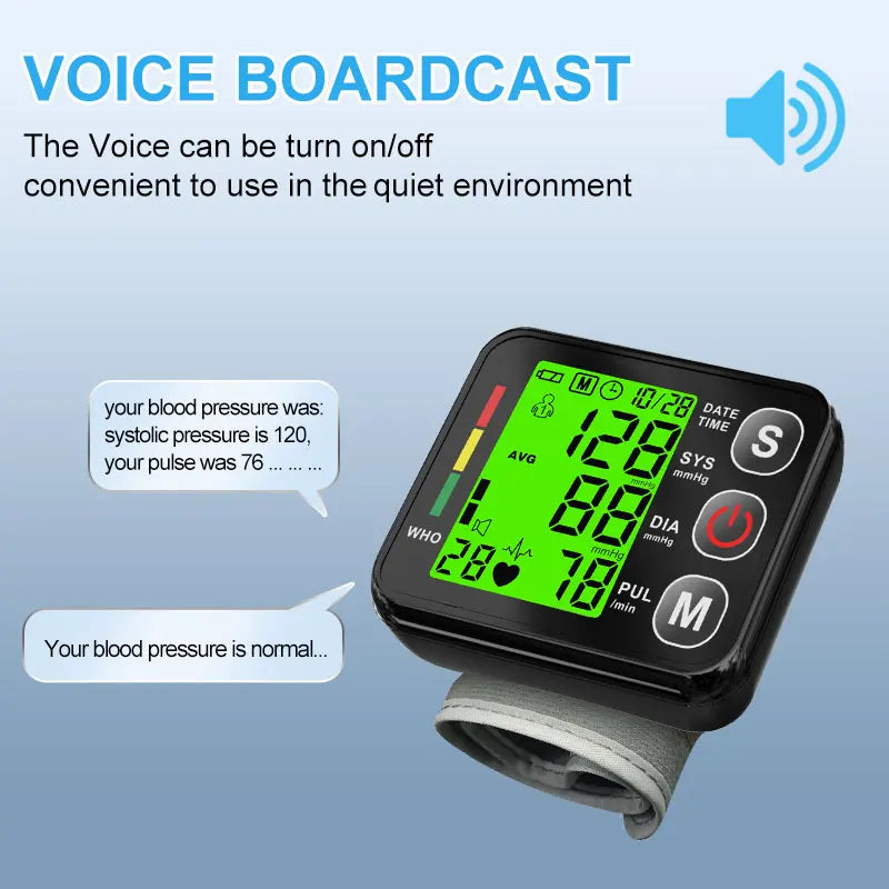 Digitales Handgelenk-Blutdruckmessgerät mit LCD-Display